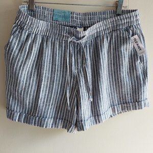 Old Navy Mid-Rise Blue & White Striped Shorts